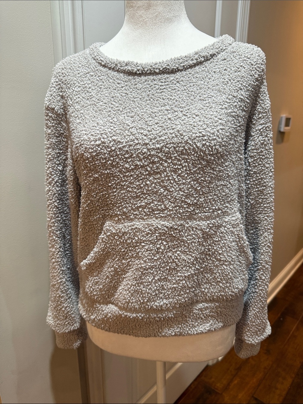 Sincerly Jules Plush Scoop Neck Sweater in Light Gray